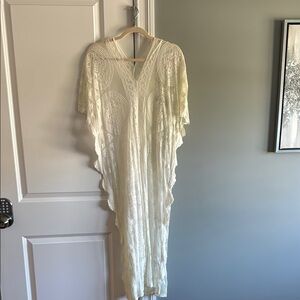 Cream Crochet Maxi Cover-Up Dress